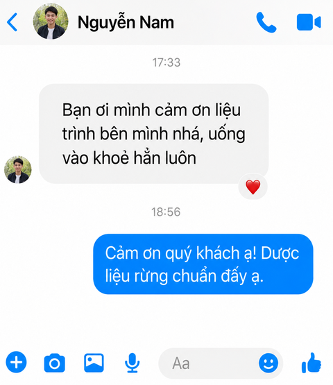 Phản hồi Zalo từ khách hàng Nguyễn Nam